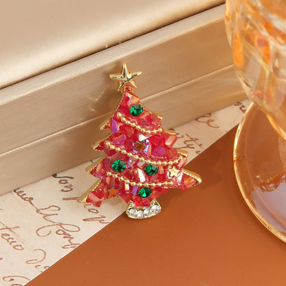 Elegant Crystal Pearl Christmas Tree Brooch