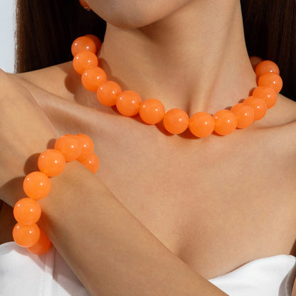 Dopamine Colorful Acrylic Beaded Necklace Trendy Sweet Style