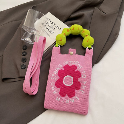 Trendy Knitted Crossbody Phone Bag Cute Cartoon Design