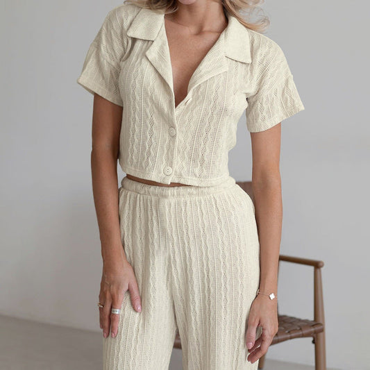 Simple Knit Solid Color Sleepwear Sets