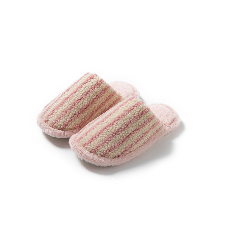 Striped Color Block Plush Soft Slippers