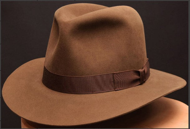 Men's Wool Fedora Hat with Bow Trendy Casual Denim Hat