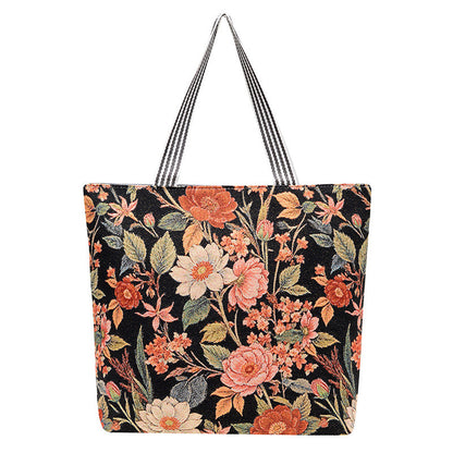 Cartoon Embroidered Canvas Tote Bag Stylish Soft Carryall