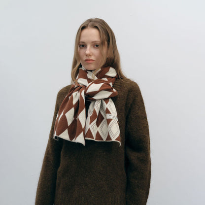 Color Block Diamond Plaid Warm Knit Scarves