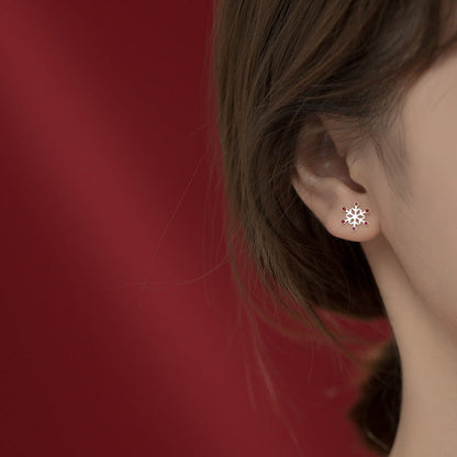 Asymmetrical Christmas Tree Snowflake Stud Earring
