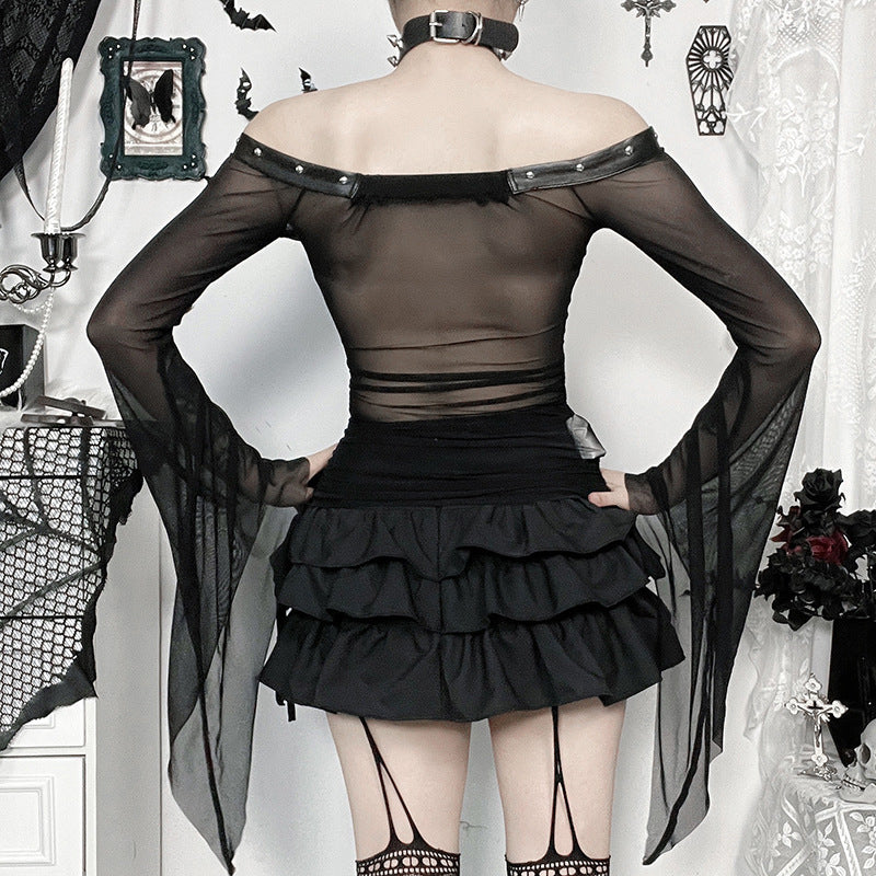 Gothic Velvet Skull Print Top - Comfortable and Stylish