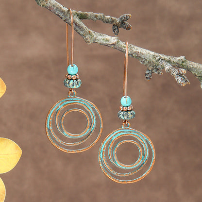 Bohemian Vintage Long Tassel Earrings Floral Design Zinc Alloy Jewelry