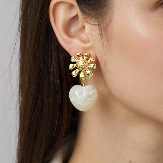 Geometric Resin Dangle Earrings Stainless Steel Chic Accessories