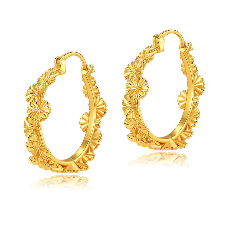Vintage Flower Elegant Circle Hoop Earrings