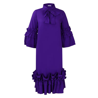 Fashionable Ruffle Sleeve Plus Size Casual Dress