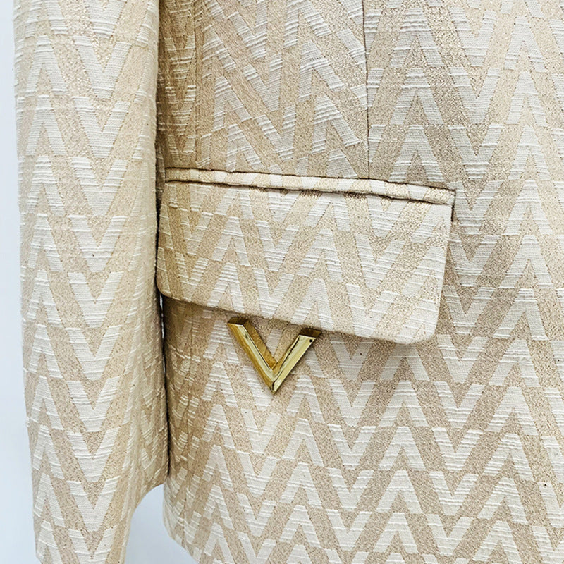 Elegant Jacquard Blazer And Trousers Set For Events