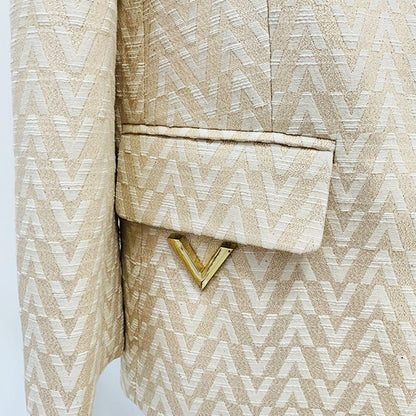 Elegant Jacquard Blazer And Trousers Set For Events