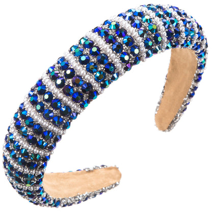 Baroque Rhinestone Pearl Wide Headband For Women