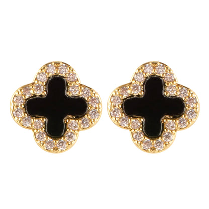 Charming Clover Stud Earrings Elegant Floral Design Silver Needle Earrings