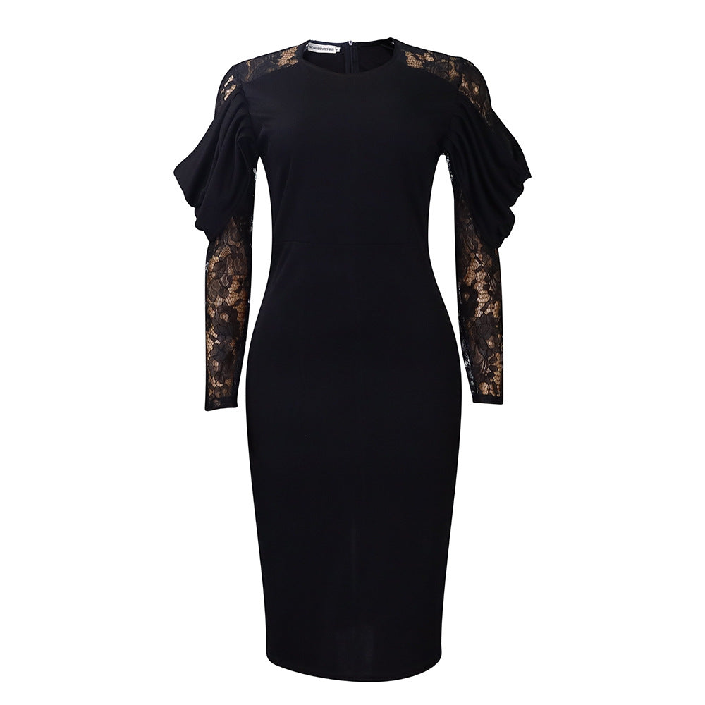 Elegant Lace Panel Bodycon Dress