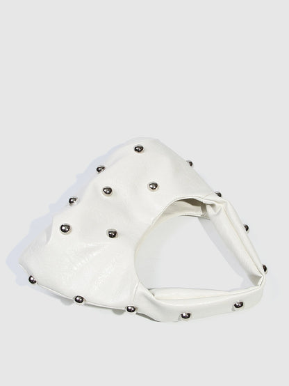 Fashion Studded Solid Color Dumpling Bag