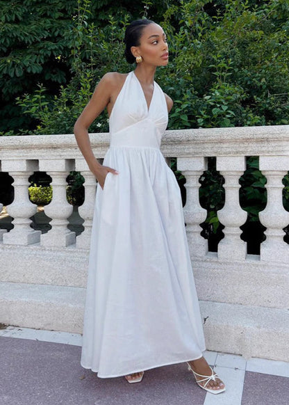 Halter Backless Maxi Dress Lightweight Fabric