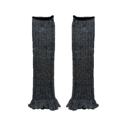 Handmade Wool Blend Knitted Lace Mid-Calf Socks
