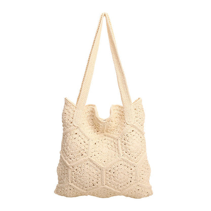 Women's Fashionable Crocheted Shoulder Bag Stylish Vacation Tote