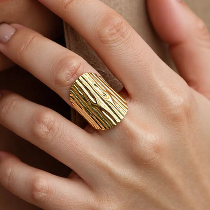 Open-Design Stainless Steel Ring Floral Pattern Fashion Jewelry