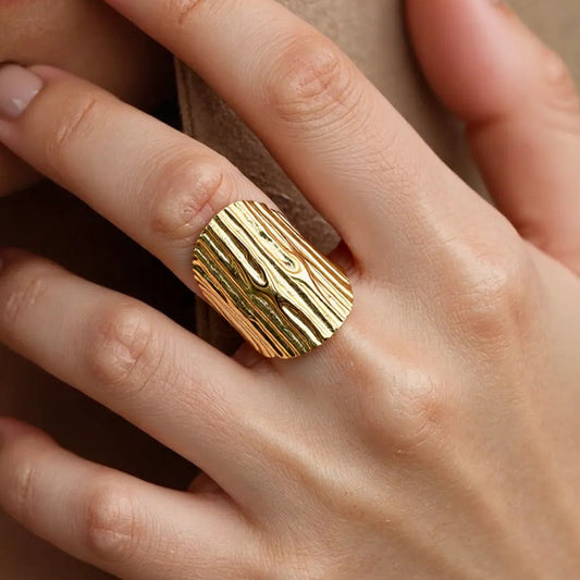 Open-Design Stainless Steel Ring Floral Pattern Fashion Jewelry