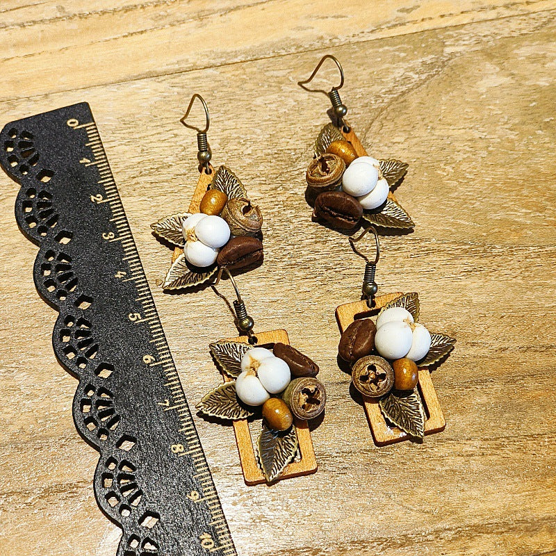 Retro Geometric Leaf Handmade Earrings Creative Style