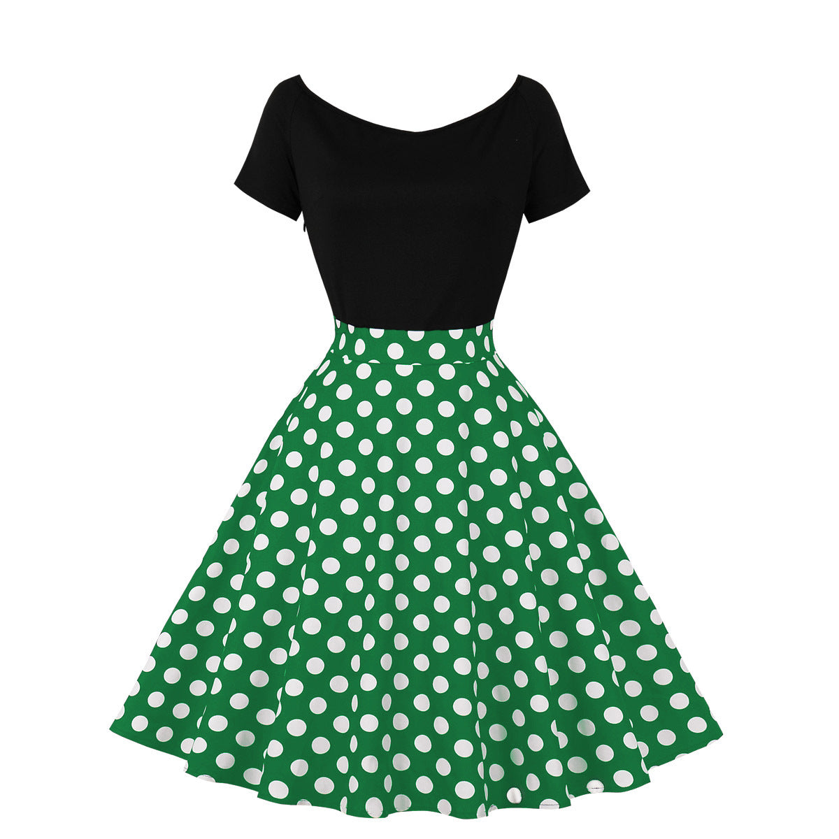 Retro Polka Dot Maxi Dress Cotton Splicing Elegant Style