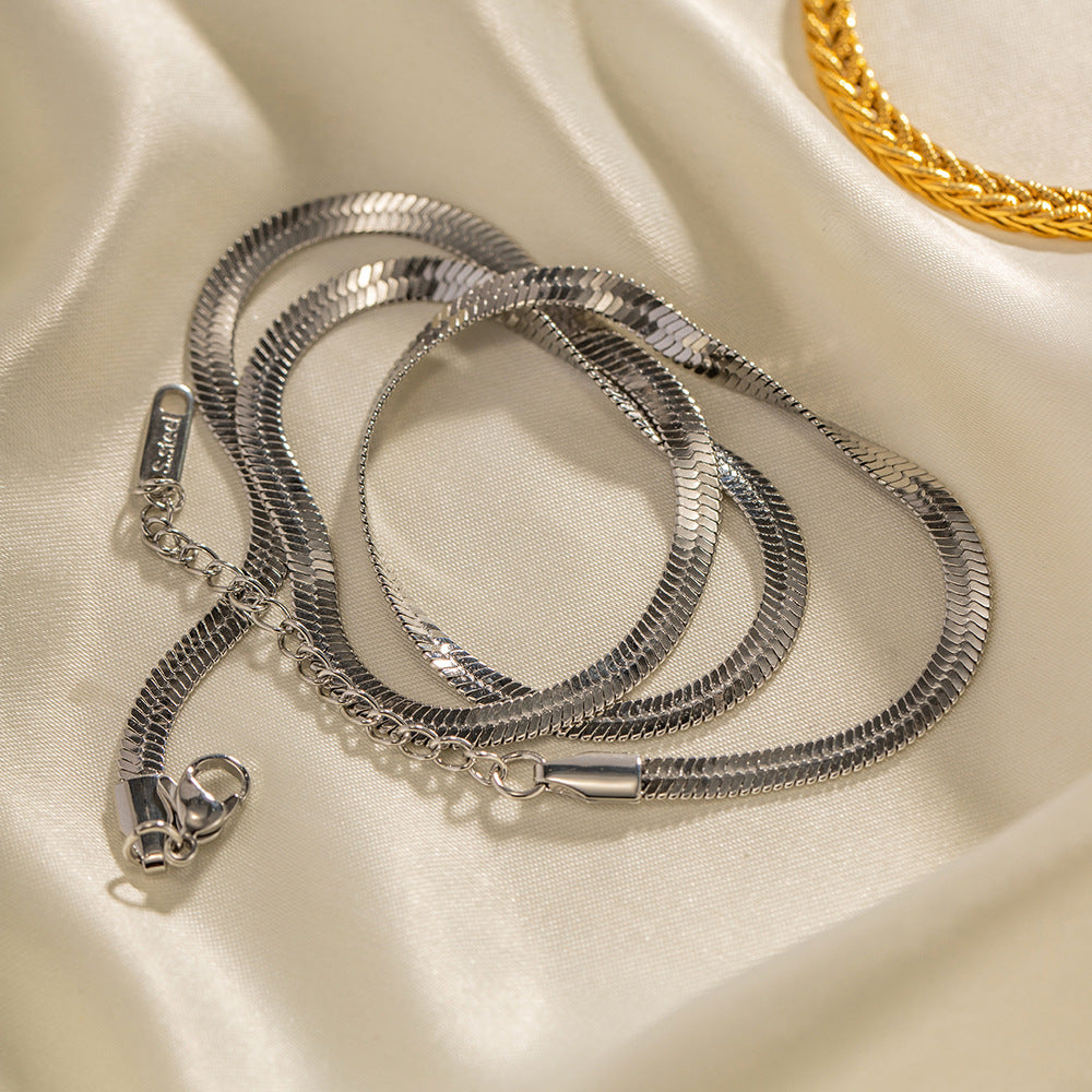 Herringbone Chain Flat Snake Chain Necklace