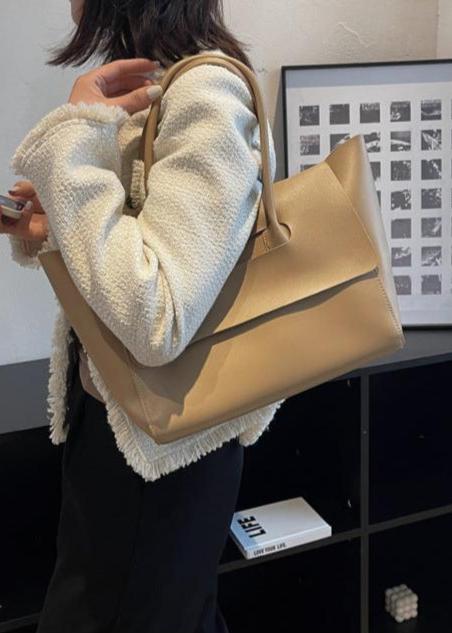 Spacious Pu Tote Bag With Minimalist Flap Design