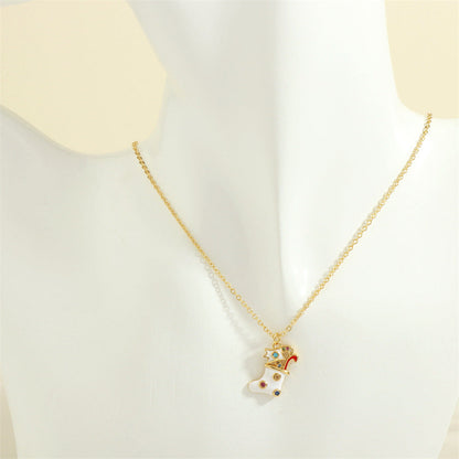 Simple Christmas Pendant Enamel Necklace