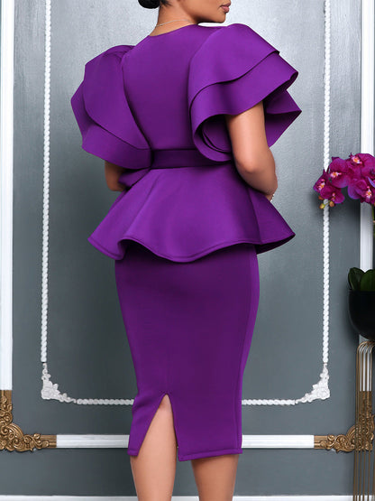 Elegant Ruffled Bodycon Dress Stylish Party Dress