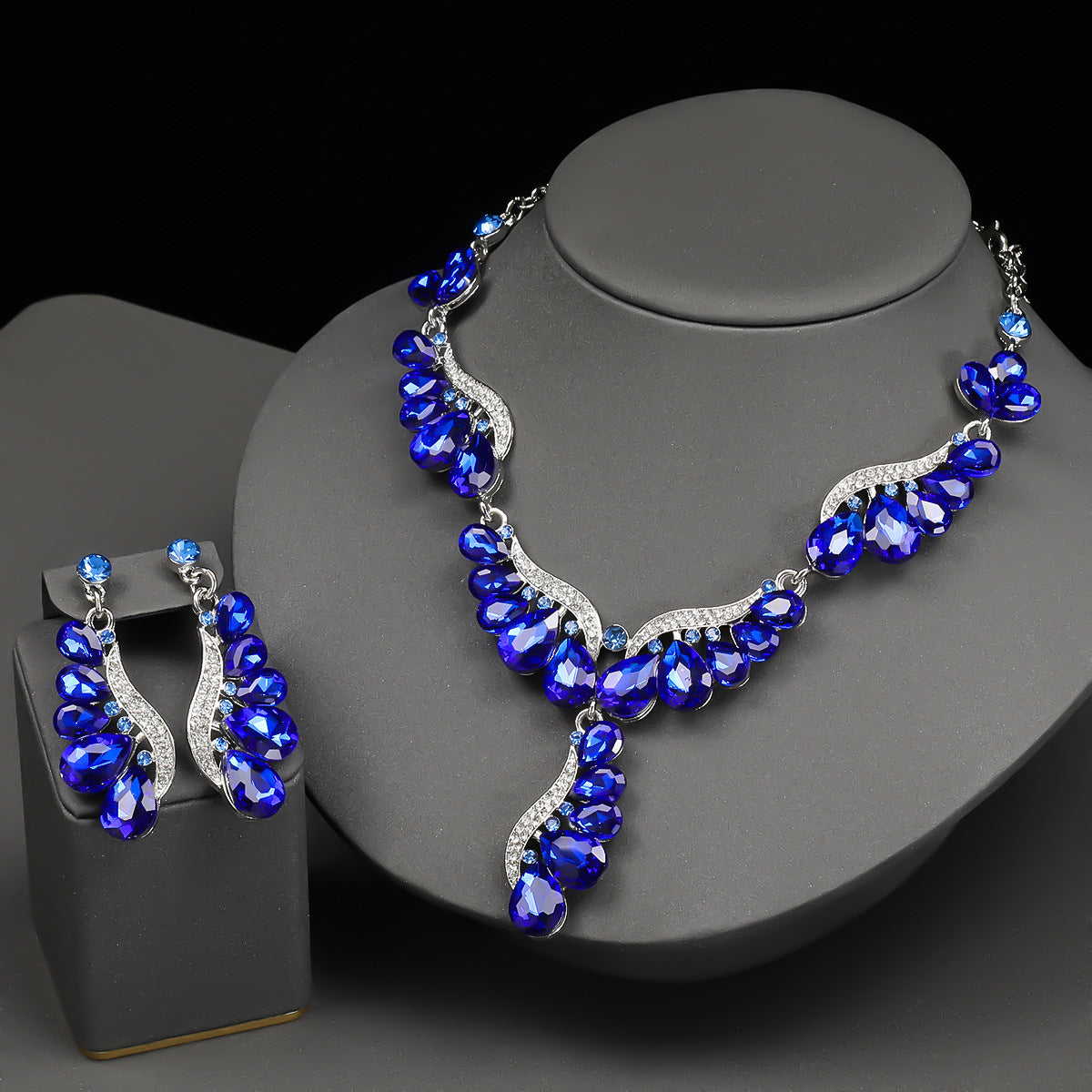 Luxury Drop-Shaped Gemstone Necklace and Earring Set for Formal Events
