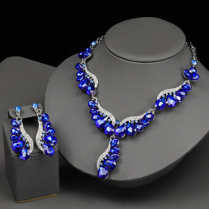 Luxury Drop-Shaped Gemstone Necklace and Earring Set for Formal Events