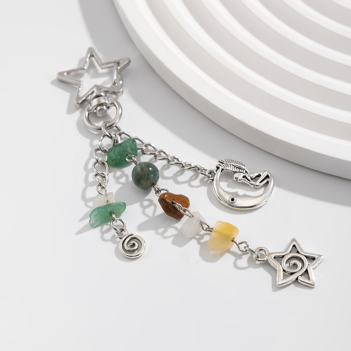 Colorful Stone Tassel Keychain Bag Charms