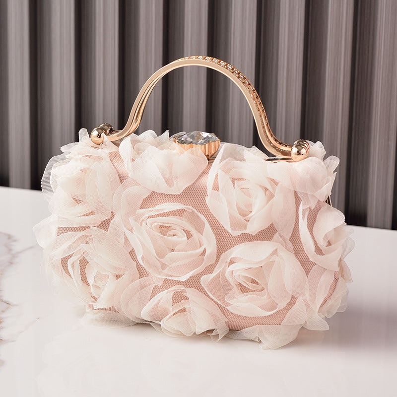 White Floral Evening Bag Elegant Bridal Purse for Parties