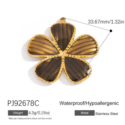 Heart Flower Pendant Accessories 18K Gold Plated Stainless Steel Jewelry