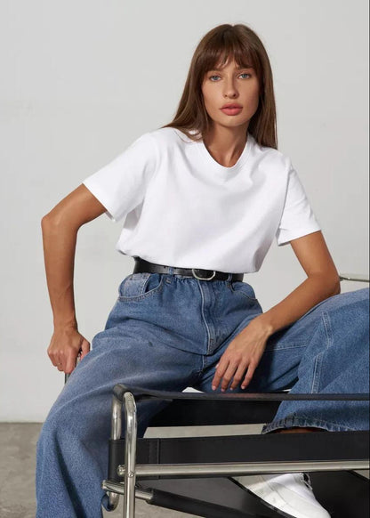 Crew Neck Cotton Tee Soft Breathable Fabric