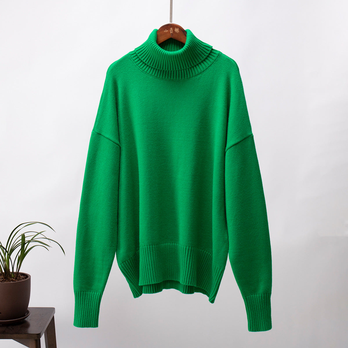 High Neck Solid Sweater for Women Cozy Casual Pullover