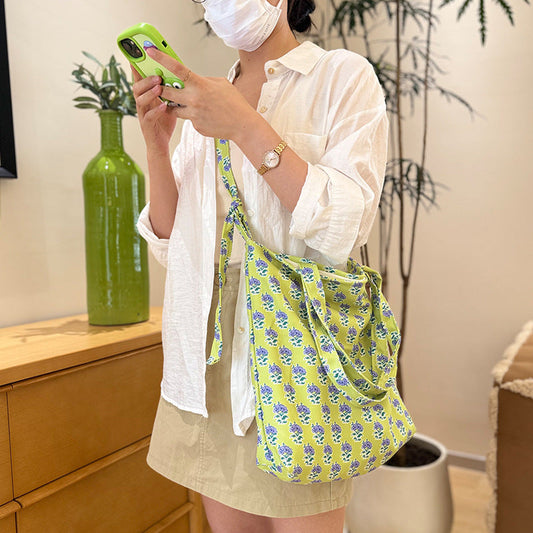 Floral Canvas Crossbody Bag Casual Shoulder Bag