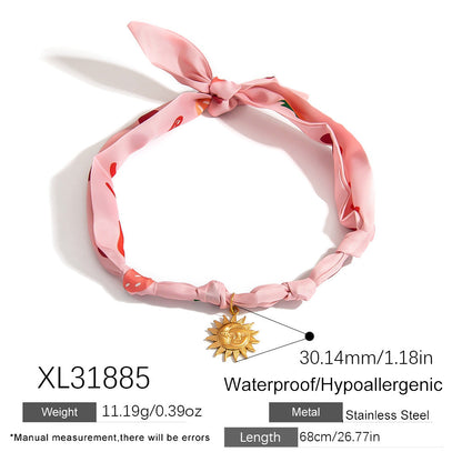 Sweetheart Floral Stainless Steel Pendant Necklace Fashionable Casual Accessories