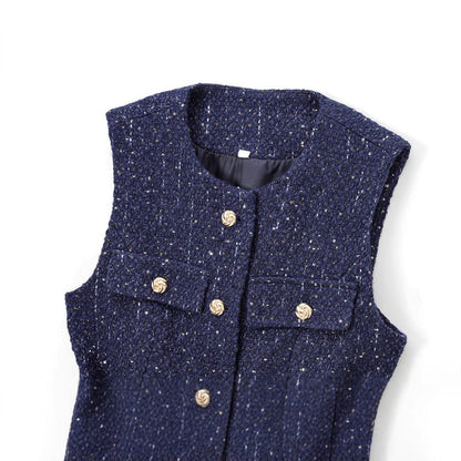Elegant V-Neck Sleeveless Belt Waist Knit Vest