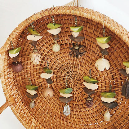Geometric Vintage Wood Drop Earrings Bohemian Style