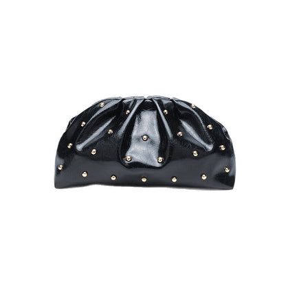 Fashion Studded Magnet Ruched Evening Handbag