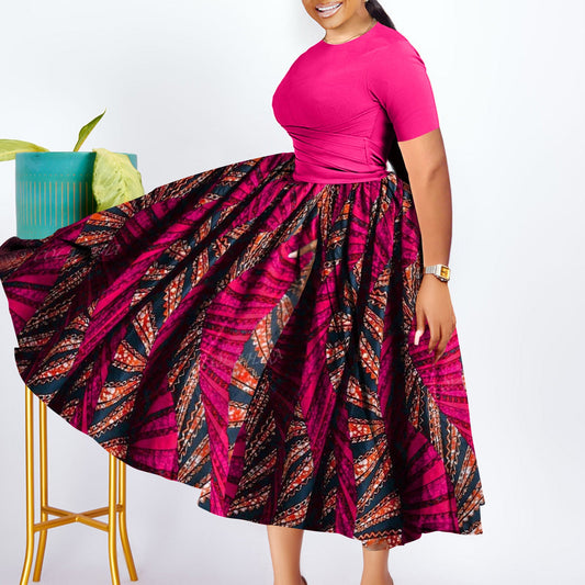 Plus Size Women'S Elegant Ruffle Dress African Inspired