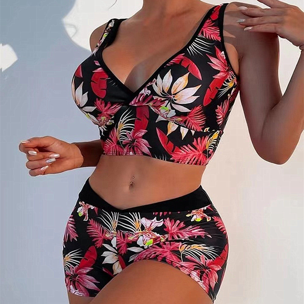 New Swimsuit Printing V-Shaped Ladies Split Bikini