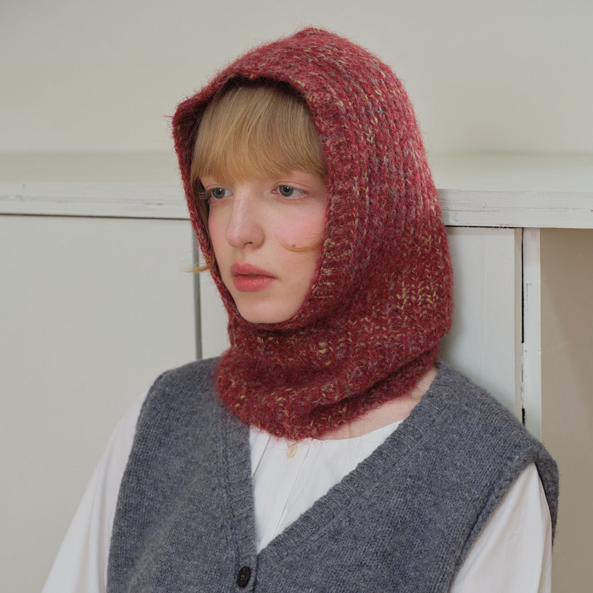 Handmade Wool Blend Colorful Pointed Balaclava Hat
