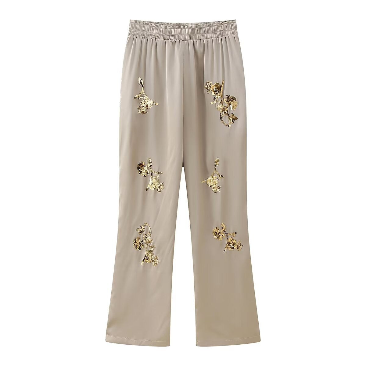 Sequin Embroidered Casual Shirt Pants Set