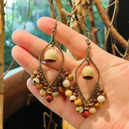 Vintage Chinese Style Tassel Beaded Earrings