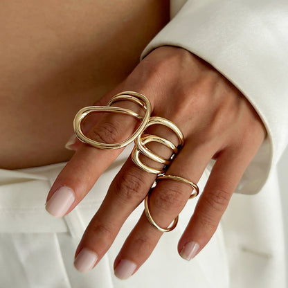 Geometric Hollow Metal Statement Ring
