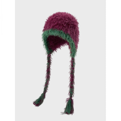 Winter Fuzzy Long Braided Ear Flaps Beanie Hat